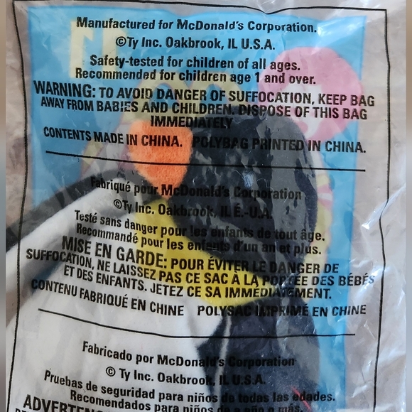 🧸🐧 Ty Beanie Baby “Waddle” the Penguin – McDonald’s 1998, Sealed, Vintage - Picture 6 of 10